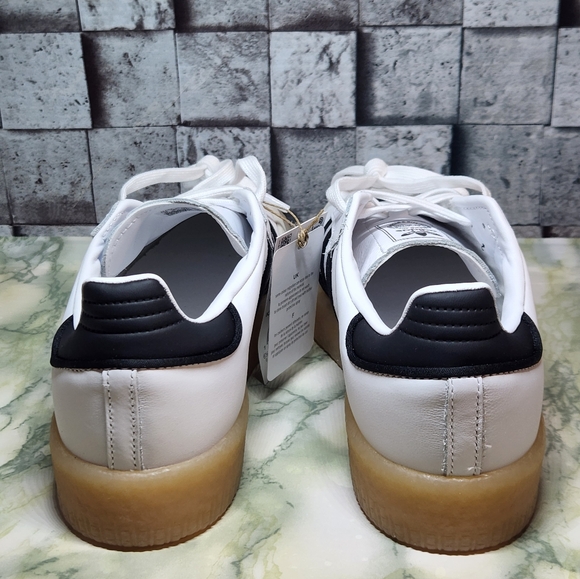 Adidas samba Original Leather Shoes..Size 8 White Black Gum - Picture 5 of 10
